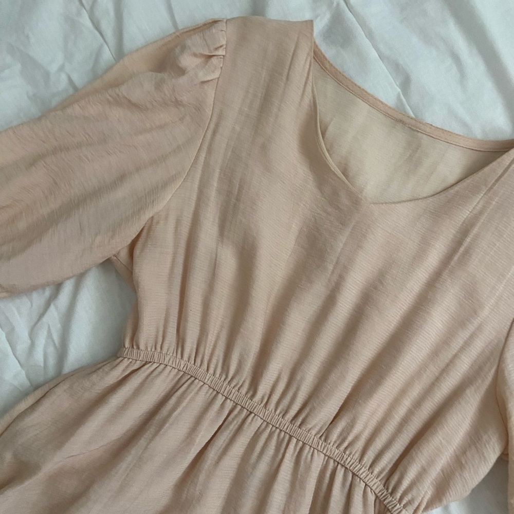 Anthropologie Beige Tiered Dress sz S - Picture 3 of 6